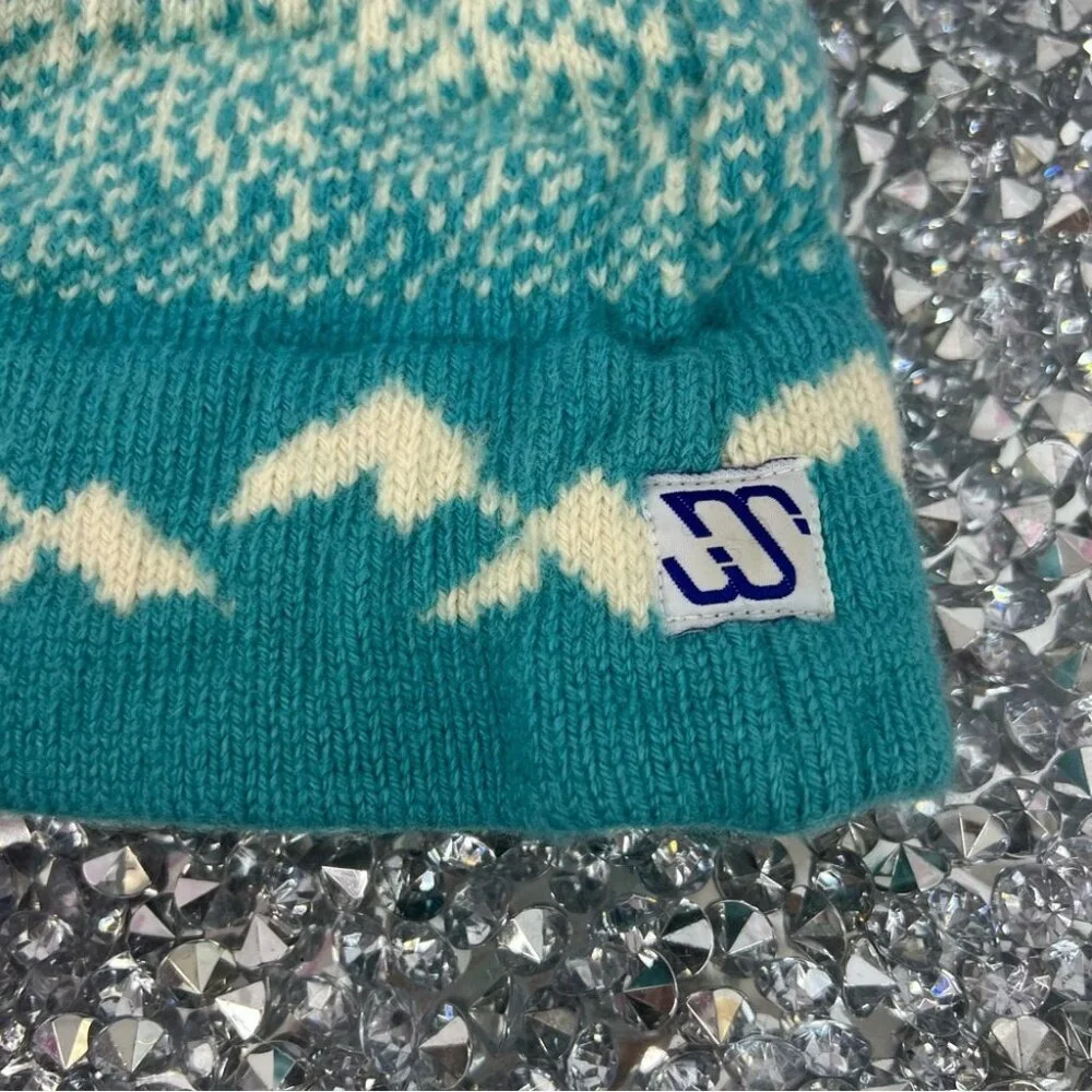 1988 Hat Olympics Olympic Winter Knit Hat with Embroidered Design Teal toque kid